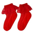 thumbnail image 1 of Zanarzt Toddler Girl Ruffle Dress Socks Socks Floor Socks Summer Socks Thin Breathable Autumn Solid Color Lace Fashion Red,4-6 Years, 1 of 4