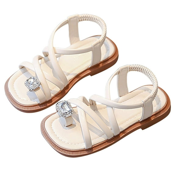 Zanarzt Toddler Girl Sandals Open Toe Girls Toddler/Little Kid Open Toe Flower Summer Dress Sandals Shoes Anti skid Soft Soles Children Decorative Princess Shoes Beige,2.5