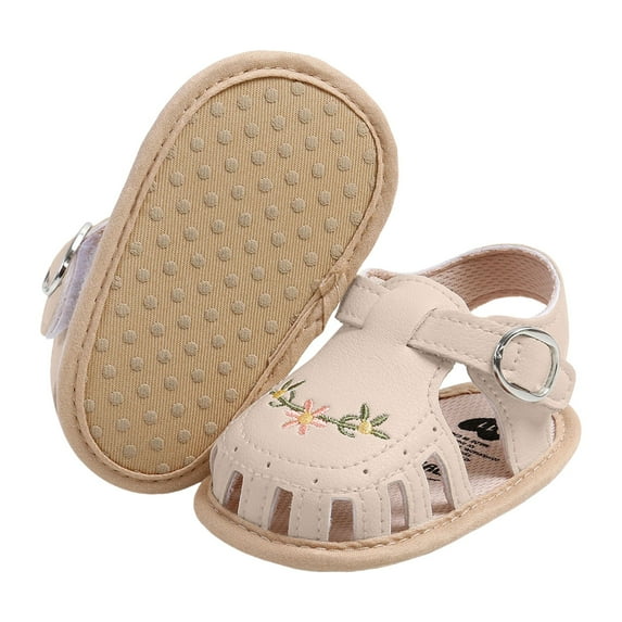 Zanarzt Toddler Girl Sandals for Walking Baby Boy Girl Closed Toe Summer Sandals Lightweight Shoes Non Slip First Walking Sneakers Beige,US 4
