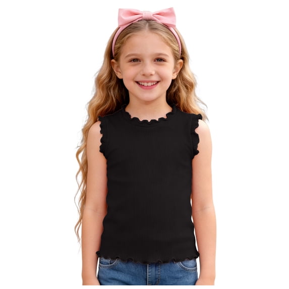 Zanarzt Toddler Girl Shirts Organic Lightweight Soft Breathable Comfortable Cotton Undershirts Toddler Kids Girl Black,7-8 Years