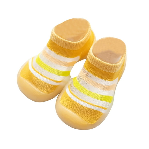 Zanarzt Toddler Girl Sneakers Baby Shoes Non Slip Breathable Slippers with Soft Rubber Sole Baby Boys Girls Slip On Sneakers Yellow,6-12 Months