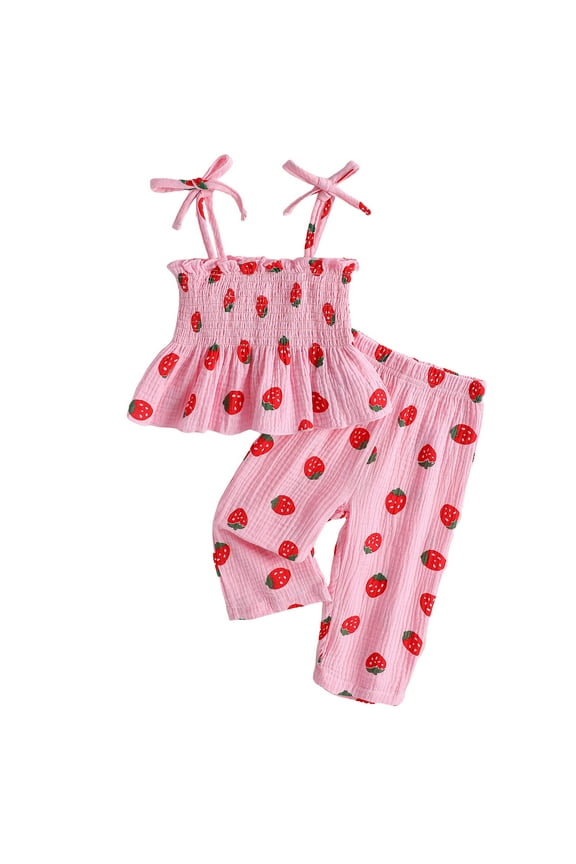 Toddler Girl Summer Clothes Sets Toddler Girl Outfit Ruffle Shirt Pants Set Toddler Bottom Outfit Summer Clothes Back to School Clothes Red,3-4 Years