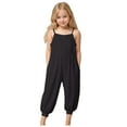 thumbnail image 1 of Zanarzt Holiday Jumpsuit Kids Girl Girls' Sleeveless Jumpsuit Spaghetti Strap Pants Long Pants with Pockets Black,3-4 Years, 1 of 9