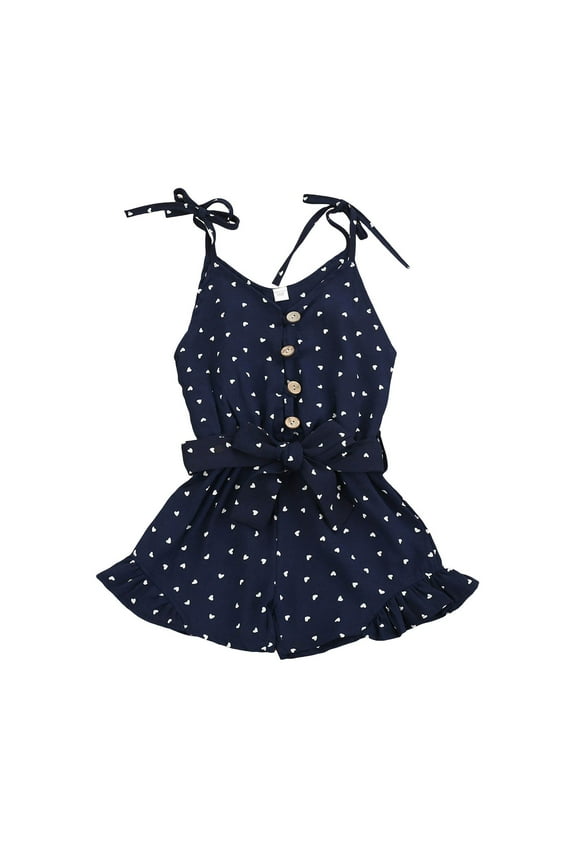 Toddler Girl Summer Romper Toddler Girls Romper Sleeveless Strap Short Jumpsuits Summer Clothes Blue,3-4 Years