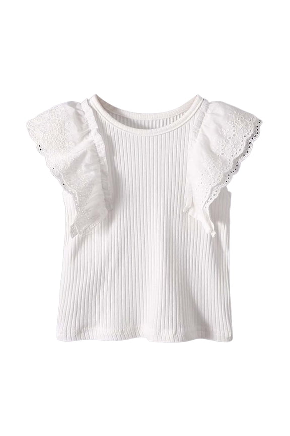 Toddler Girl Tops Toddler Girls Shirt Baby Girl Blouse Solid Color Short Sleeve T-Shirt Casual Cotton Tee Plain Top White,10-11 Years