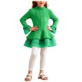 thumbnail image 1 of Zanarzt Toddler Girl Tulle Dress Toddler Girls Sweater Dresses Long Sleeve Tutu Sweaters Dress Green,6-7 Years, 1 of 9