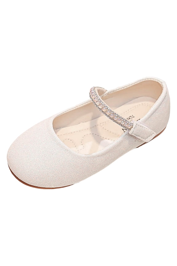 Toddler Girls Dress Shoes Girl Closed Toe Dress Ballerina Flats Stylish formal Patent Wedding Party Shoes (Toddler/Little Kid/Big Kid) White,12