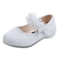 thumbnail image 1 of Zanarzt Toddler Girls Dress Shoes Toddler Girls Dress Shoes Mary Jane Bowknot Soft Sole Princess Shoes for Little Kids White,6, 1 of 5