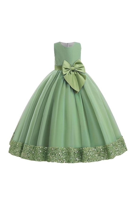 Toddler Girls Formal Dresses Flower Girls Spaghetti Strap Tulle Dress Long A Line Wedding Pageant Dresses Princess Birthday Party Ball Gown Light Green,8-9 Years