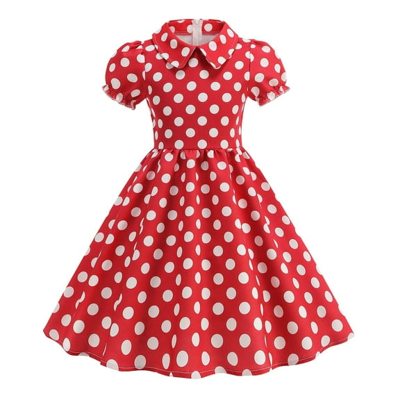 Zanarzt Toddler Girls Formal Dresses Girls Short Sleeve Dress Summer Kids Toddler Skater A Line T Shirt Dress for School Casual Red,3-4 Years