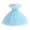 thumbnail image 1 of Zanarzt Toddler Girls Formal Dresses Special Occasion Flower Girls Lace Short Sleeve Dress for Wedding Puffy Tulle Pageant Prom Ball Gown Sky Blue,5-6 Years, 1 of 9