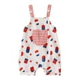 thumbnail image 1 of Zanarzt Toddler Girls Independence Day Romper 4th Fourth of July Baby Girl Boy Outfit American Flag Print Overalls Shorts Pocket Suspender Romper Clothes Red,12-18 Months, 1 of 7