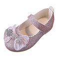 thumbnail image 1 of Zanarzt Toddler Girls Princess Dress Shoes Girls Dress Shoes Toddler Flower Girl Low Heels Mary Jane Flat for School Wedding(Little/Big Kid) Pink,US 9.5, 1 of 7