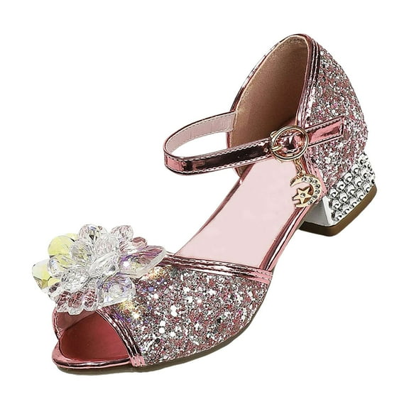 Zanarzt Toddler Girls Sandals Girls Toddler/Little Kid Dress Mary Jane Pumps Bow Low Heels Party Wedding Princess Shoes Pink,US 4