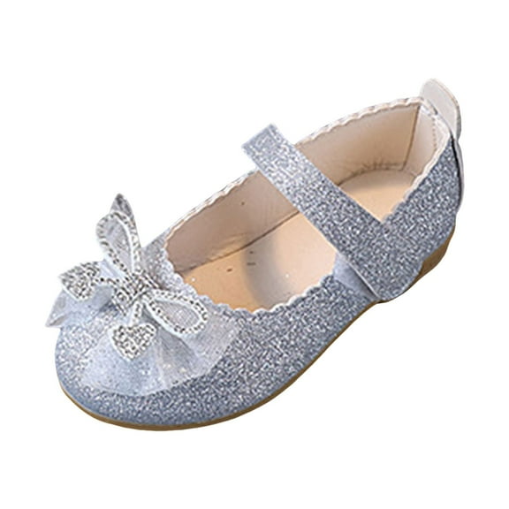 Zanarzt Toddler Girls Shoes Sandals Baby Girls Wedding Dress Shoes Bow Ballet Princess Mary Jane Flats Toddler First Walkers Sneaker Shoes Silver,US 8
