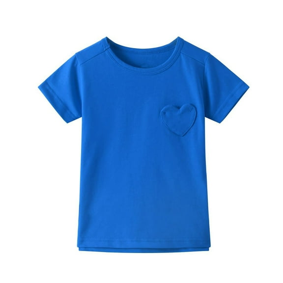 Zanarzt Toddler Girls Short Sleeve Tops Girls Shirts Girl's Short Sleeve T Shirts Crewneck Loose Tops Summer Casual Blouses Blue,4-5 Years