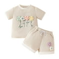 thumbnail image 1 of Zanarzt Toddler Girls Summer Outfits Toddler Baby Girl Summer Clothes Short Sleeves T Shirt Tops Shorts Cute Outfits Set Beige,9-12 Months, 1 of 9
