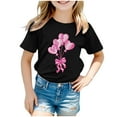 thumbnail image 1 of Zanarzt Toddler Girls Summer Tops Girls Short Sleeve Crop Tops Kids Fashion Cute Crewneck Athletic T Shirts Tee Black,5-6 Years, 1 of 5