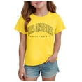 thumbnail image 1 of Zanarzt Toddler Girls Tee Shirts Girl's Graphic Print Tee Shirt Round Neck Short Sleeve T Shirts Summer Cute Tops Yellow,5-6 Years, 1 of 4