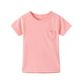 thumbnail image 1 of Zanarzt Toddler Girls Tops Girls Solid T Shirt Girls Pleated T Shirts Kids Summer Short Sleeve Fashion Tops Tees Pink,4-5 Years, 1 of 9