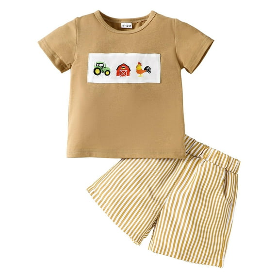 Zanarzt Toddler Kid Boy Clothes Set Toddler Boy Clothing Short Sleeve Shorts Little Boys Summer Set Khaki,2-3 Years