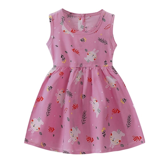 Zanarzt Toddler Kids Girls Dress Summer Dress Toddler Baby Girls Sleeveless Floral Flower Beach Princess Dress Clothes Hot Pink,2-3 Years