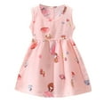 thumbnail image 1 of Zanarzt Toddler Little Girls Dress Summer Dress Toddler Baby Girls Sleeveless Floral Flower Beach Princess Dress Clothes Orange,18-24 Months, 1 of 3
