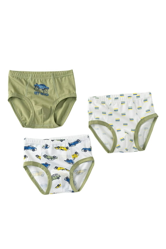 Toddler Panties Boys Training Toddler Underwear Truck Potty Briefs for Boys Pack Of 3 Back to School Must Haves Green,7-8 Years