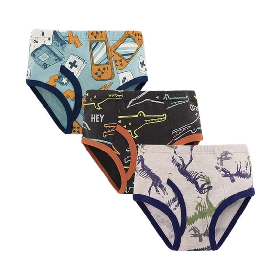 Zanarzt Toddler Potty Training Underwear 3PC Children Underwear Cute Cartoon Prints Little Boy Cotton Briefs Dark Blue,3-4 Years