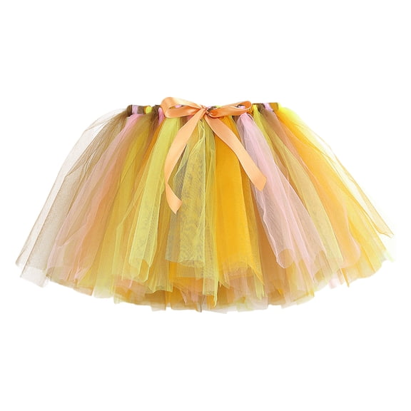 Zanarzt Toddler Princess Tutu Skirt for Girls Layered Tulle Tutu Skirt with Lining Princess Ballet Dance Dress for Girls Yellow,5-7 Years