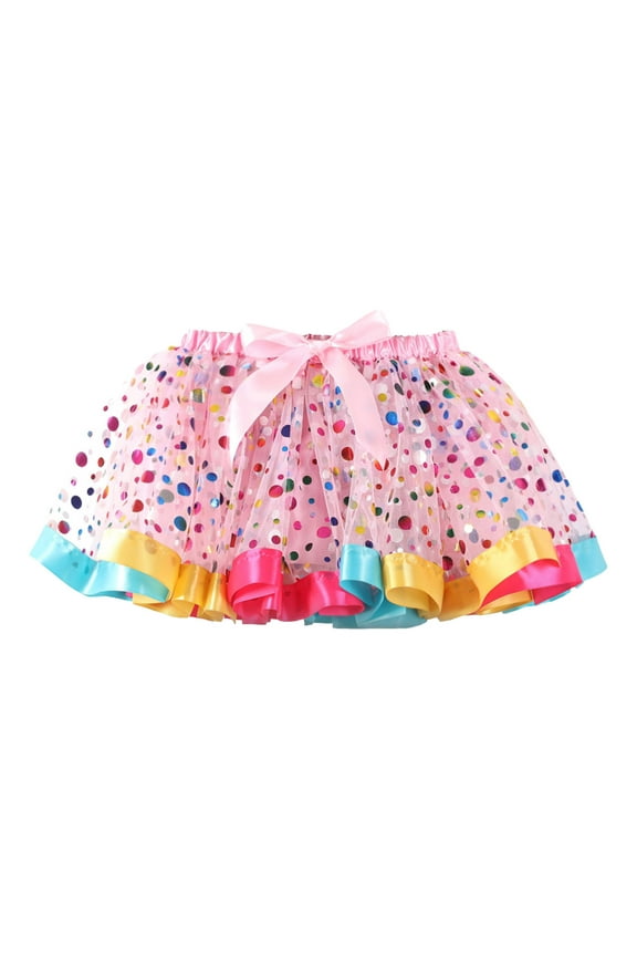 Toddler Princess Tutu Skirt for Girls Rainbow Tutu Skirt Dance Dress Ruffle Tiered Clubwear Pink,5-8 Years