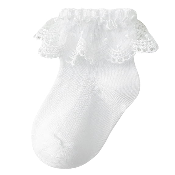 Zanarzt Toddler Ruffle Socks Toddler Ruffle Socks Baby Girls Frilly Lace Socks Kids Ankle Frilly Dress Socks White,0-1 Years