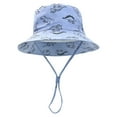 thumbnail image 1 of Zanarzt Toddler Summer Hat Cotton Toddler Bucket Hat Cartoon Caps Boys Hat Wide Brim Outdoor Play for Boy And Girl Light Blue,3-4 Years, 1 of 3
