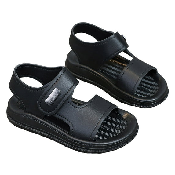 Zanarzt Toddler Summer Sandals Boys Unisex Kids Summer Slide Sandals Baby Comfort Anti Slip Open Toe Adjustable Walking Beach Shower Shoes for Boys Girls Black,US 3.5