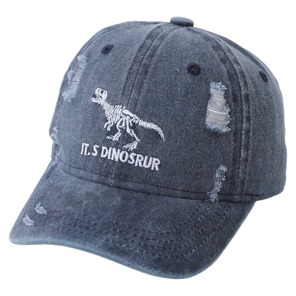 Zanarzt Toddler Sun Hat Dinosaur Washed Baseball Cap Baby Embroidered Baseball Cap Cartoon Childrens Hat Blue,3-8 Years