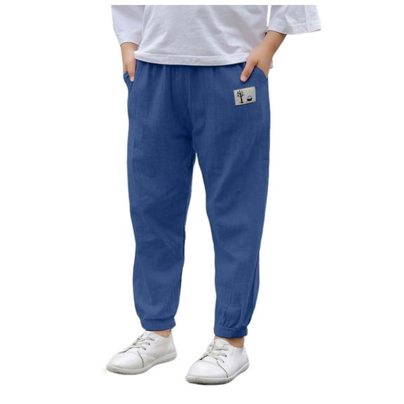 Zanarzt Toddler Sweatpants Cotton Toddler Boy Girl Casual Soft Trousers Baby Summer Fall Comfy Cotton Pants Back to School Clothes Dark Blue,6-7 Years