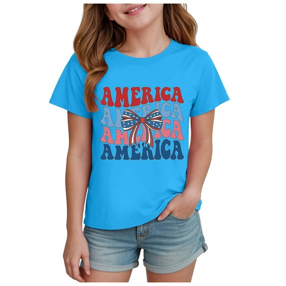 Zanarzt Toddler T Shirts Boys Girls Patriotic Shirts 4th of July Shirt Kids Shirts American Flag Tshirt Tops Blue,5-6 Years
