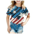thumbnail image 1 of Zanarzt Toddler T Shirts Girls Kids Striped Shirts Short Sleeve Boy Girls July 4th Patriotic Tee Top Khaki,10-11 Years, 1 of 4