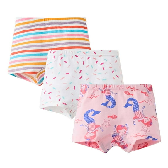 Zanarzt Toddler Underwear 3PC Children Underwear Cute Cartoon Prints Little Girl Cotton Boxer Pants Watermelon Red,3-4 Years