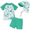thumbnail image 1 of Zanarzt Toddlers and Baby Boys' Swimsuit Toddler Swimsuit Toddler Baby Boys Dinosaur Print Swimsuit with Rash Guard Hat Sun Swimsuit Toddler Swimsuit Green,3-4 Years, 1 of 6