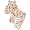 thumbnail image 1 of Zanarzt Toddlers Girls Clothing Toddler Girl Outfits Sleeveless Top Bell Bottoms Set Baby Girls Ruffle Pants Spring Summer Clothes Beige,3-4 Years, 1 of 6