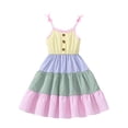 thumbnail image 1 of Zanarzt Tween Dress Toddler Girl Dress Bow Tie Straps Smocked Summer Outfit Birthday Party Clothes Pink,4-5 Years, 1 of 9