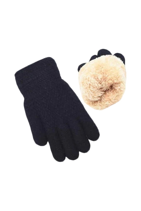 Waterproof Mittens Toddler Winter Gloves for Boys Girls Kids Warm Knit Thermal Knitted Gloves Wool Fleece Lined Mittens for Cold Weather Black,5-10 Years