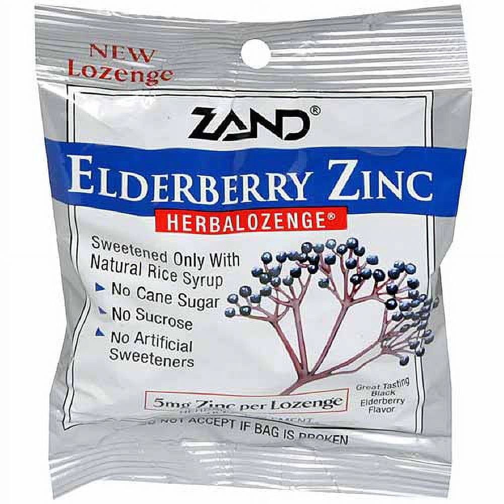 Zand Elderberry Zinc Dietary Supplement Lozenges, 15 count, (Pack of 12