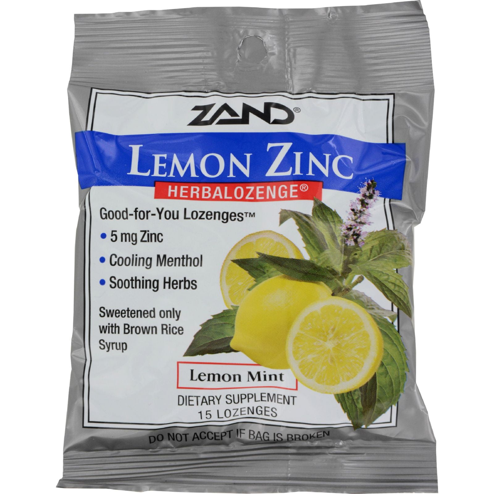 Zand Herbalozenge Lemon Zinc Lemon 15 Lozenges Case Of 12