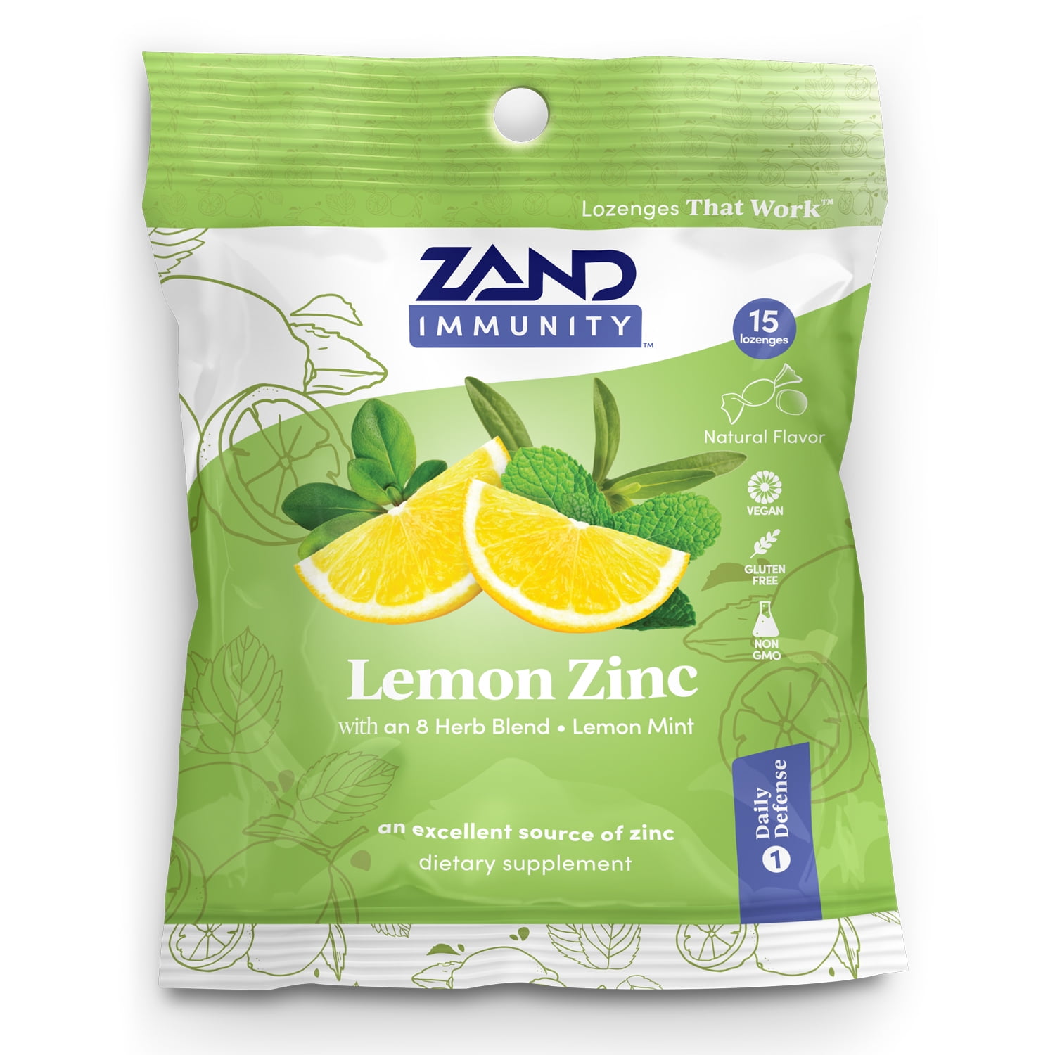 Zand Immunity Lemon Zinc HerbaLozenge Soothing Throat Drops No Corn