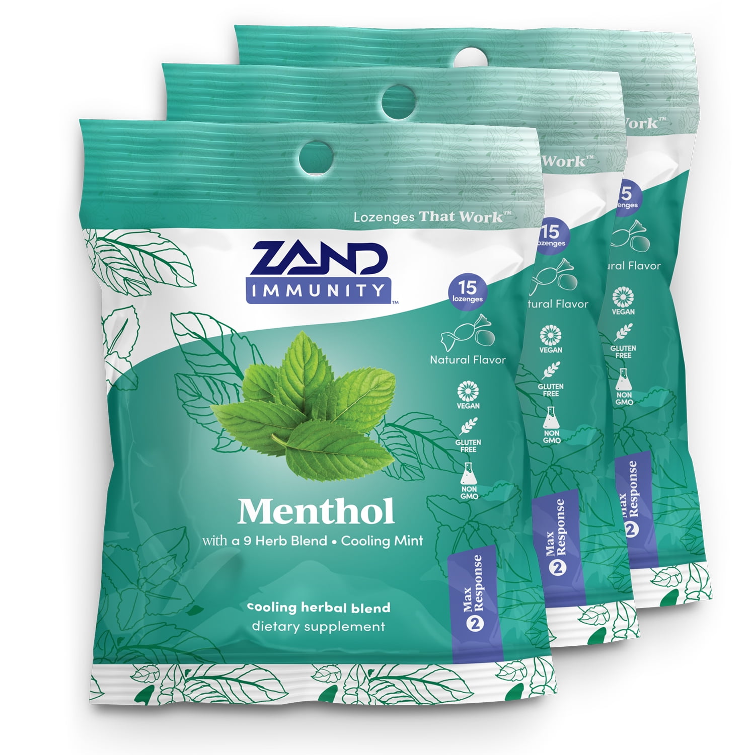 Zand Immunity Menthol HerbaLozenge Cough Drops Peppermint, Eucalyptus