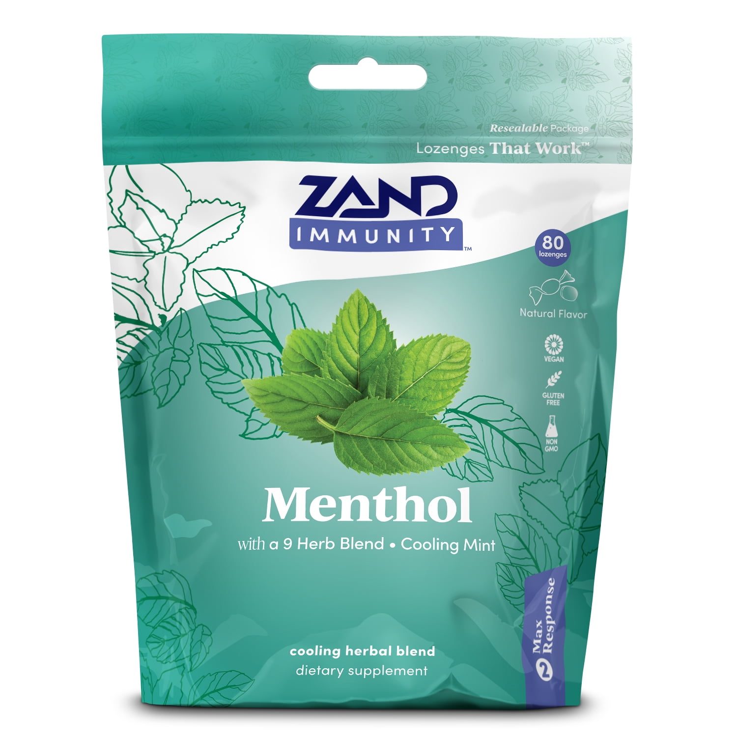 Zand Immunity Menthol HerbaLozenge Cough Drops Peppermint, Eucalyptus