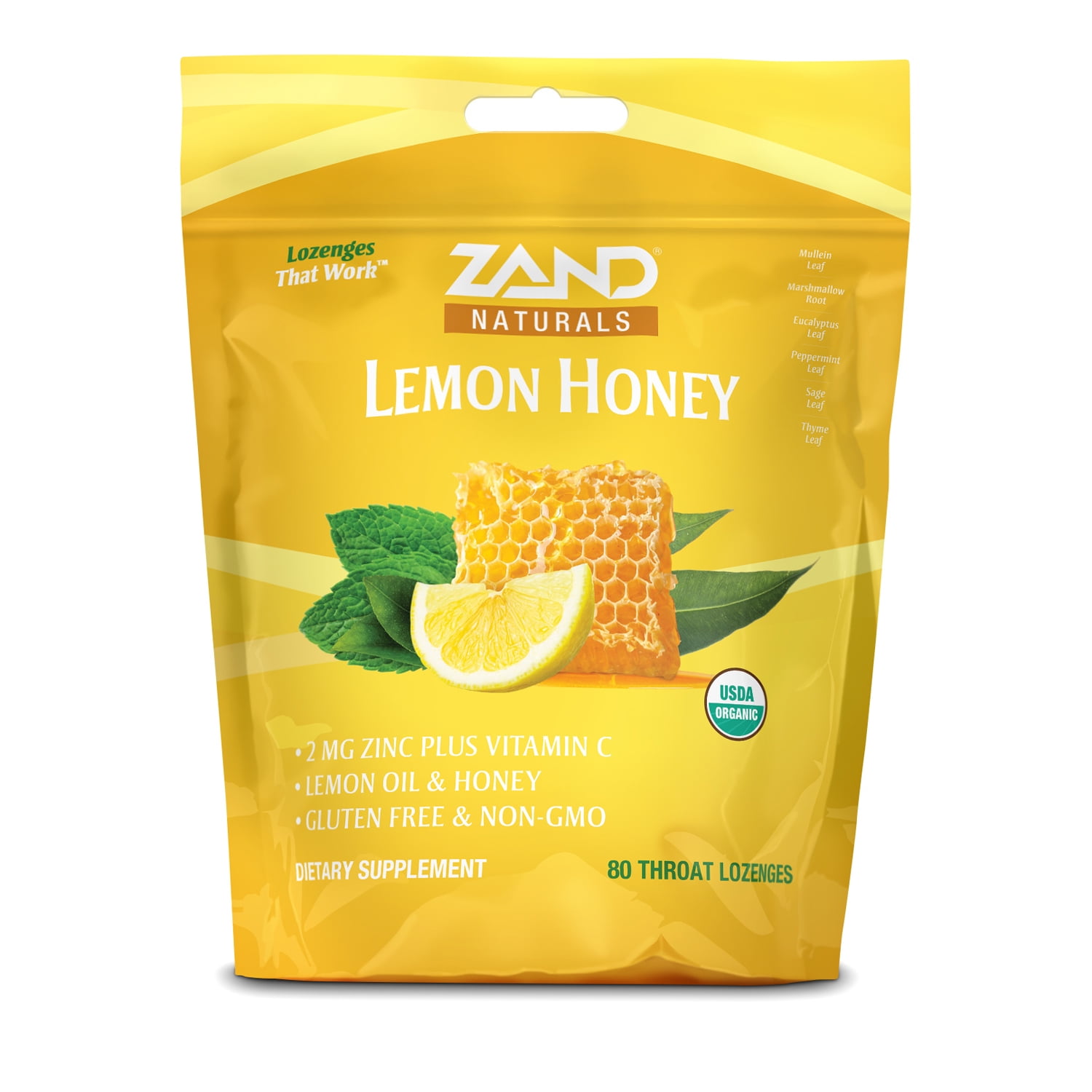 Zand Immunity Organic Lemon Honey HerbaLozenge Immune Support Throat
