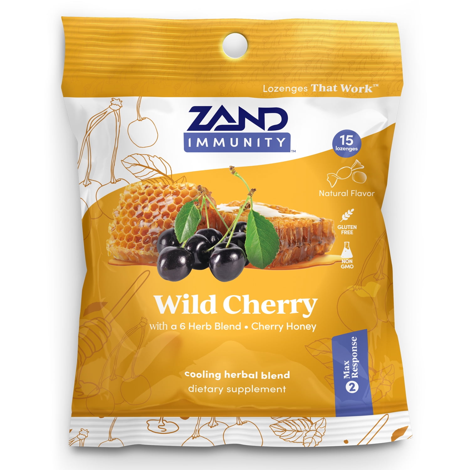 Zand Immunity Wild Cherry HerbaLozenge Cough Drops Honey, Herbs